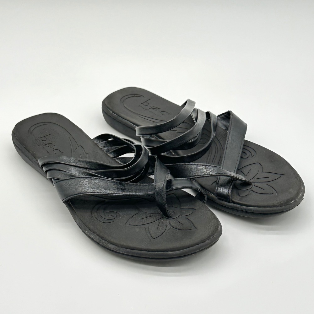 b.o.c. Born Concept Womens 10 Strappy Sandals Black Z40109 Toe Loop Comfort Boho